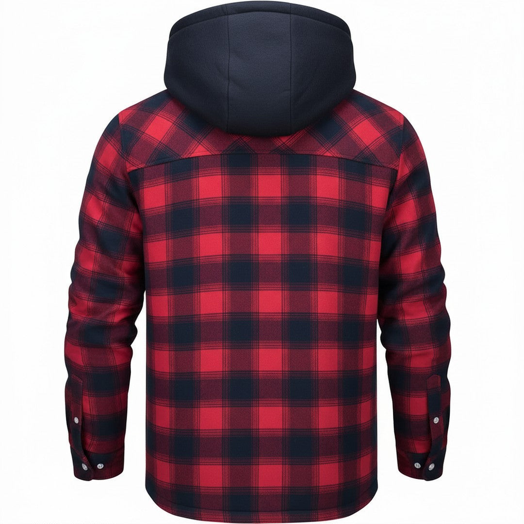 Checked Winter Jacket with Lined Hood