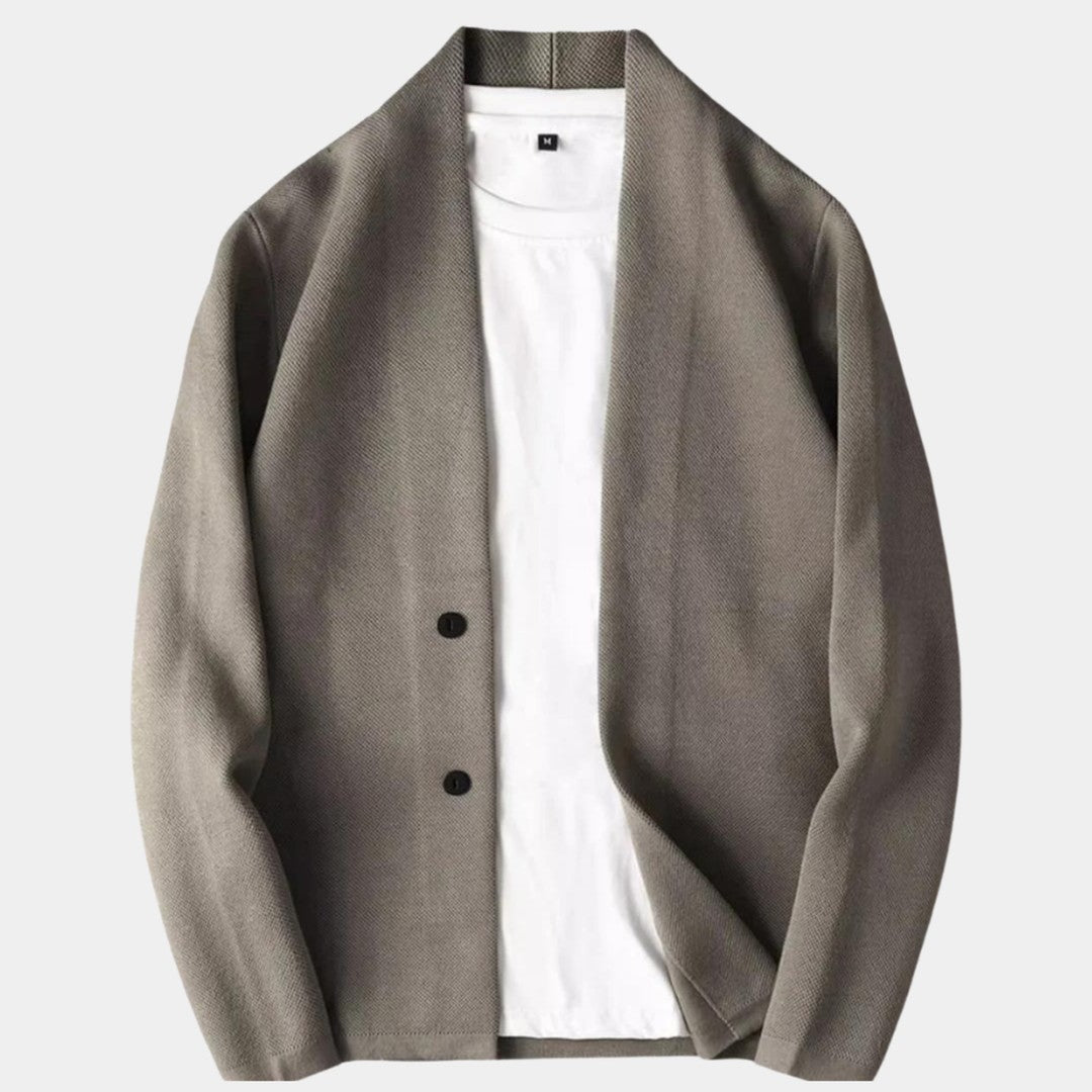 Two-Button Shawl Neck Knit Cardigan Jacket