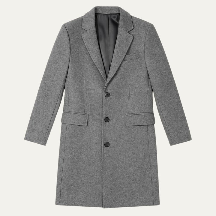 Notch Lapel Flap-Pocket Wool-Look Overcoat