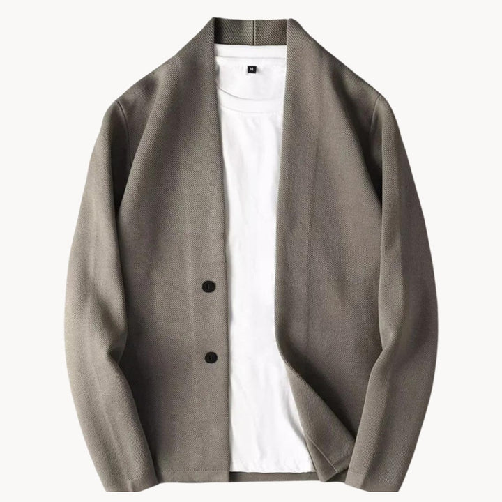 Two-Button Shawl Neck Knit Cardigan Jacket