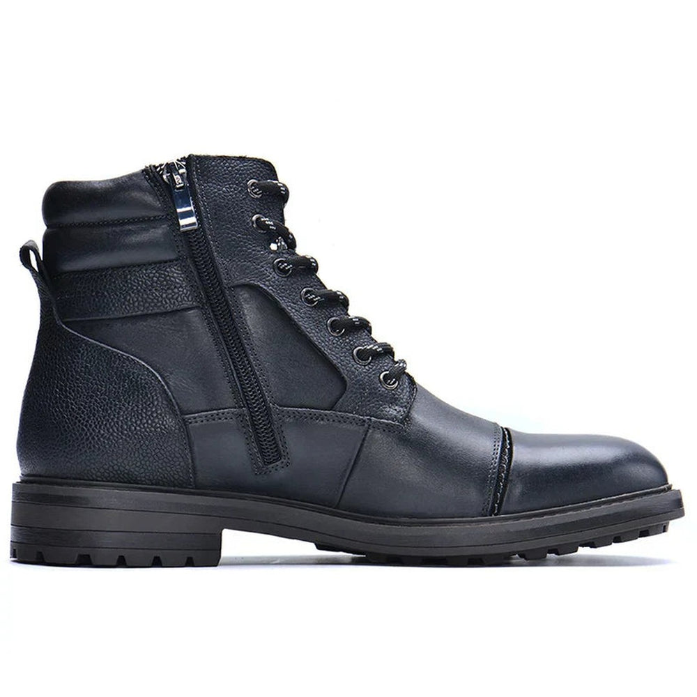 Leather-Look Side-Zip Work Boots - Black