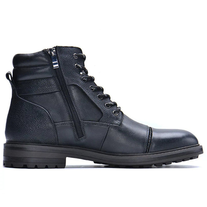 Leather-Look Side-Zip Work Boots - Black