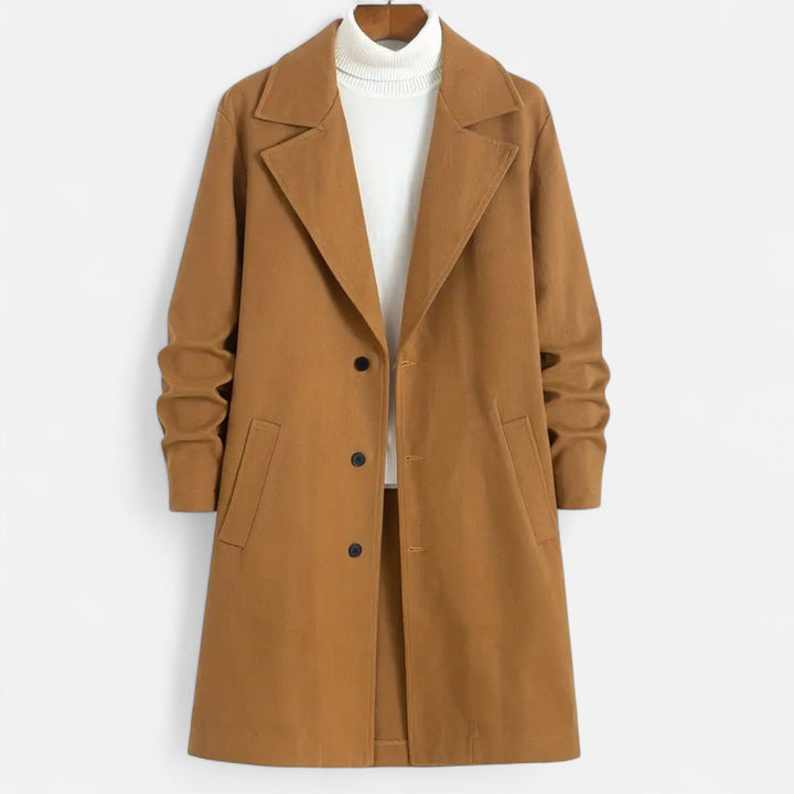 Solid-Colour Long Overcoat