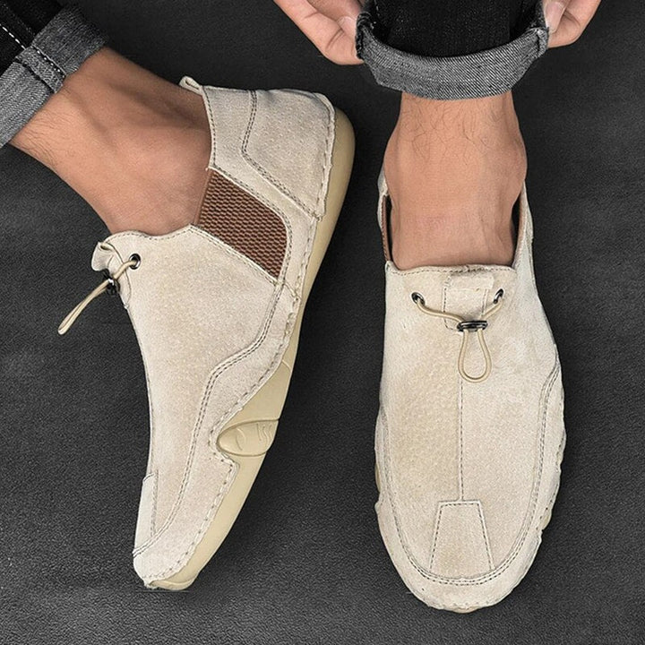 Leather-Look Slip-On Loafers - Khaki