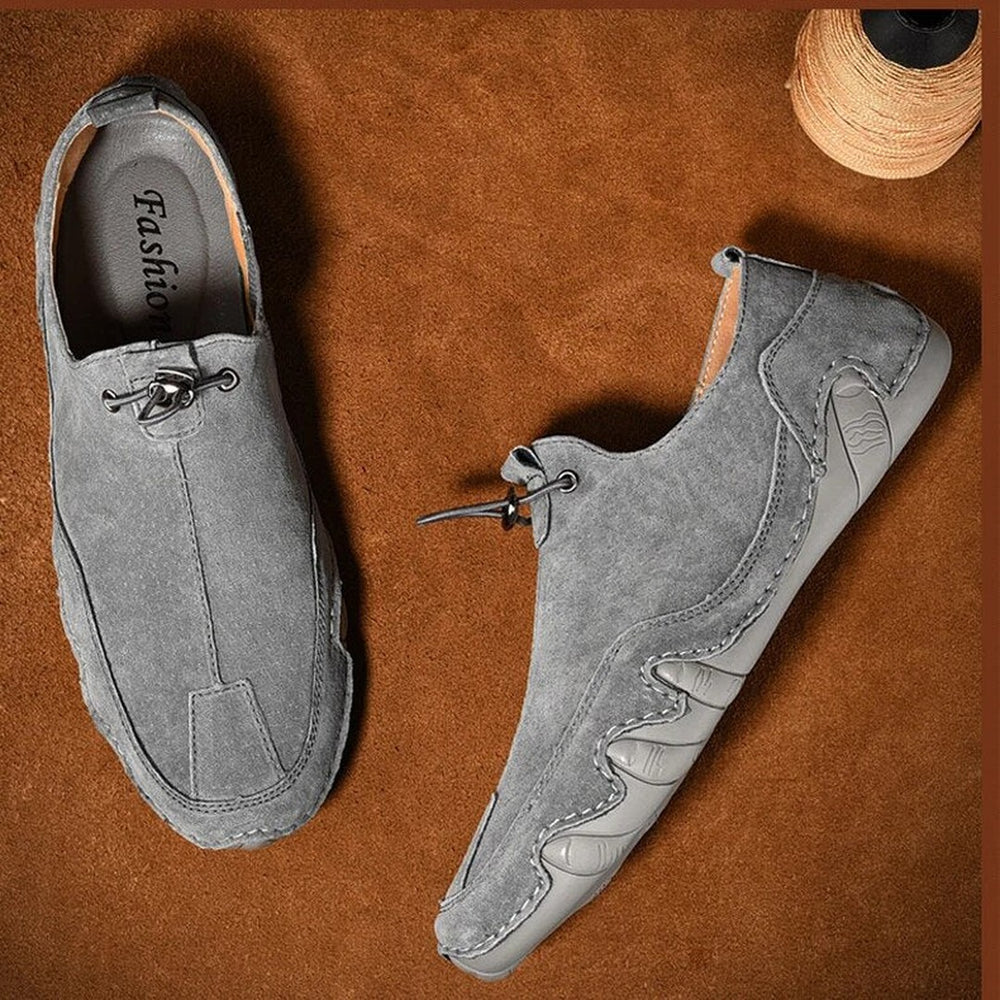 Leather-Look Slip-On Loafers - Grey