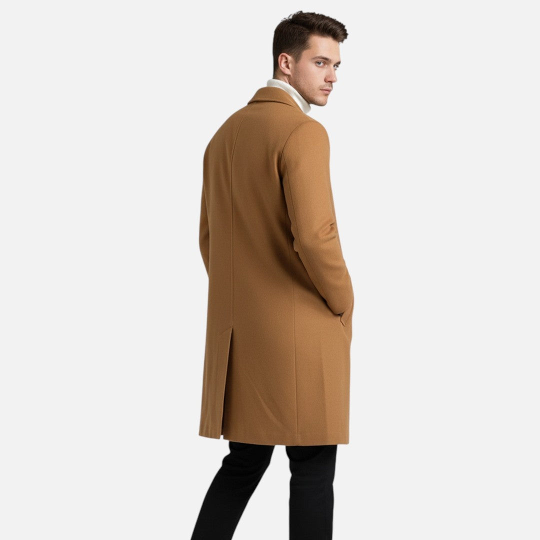 Solid-Colour Long Overcoat