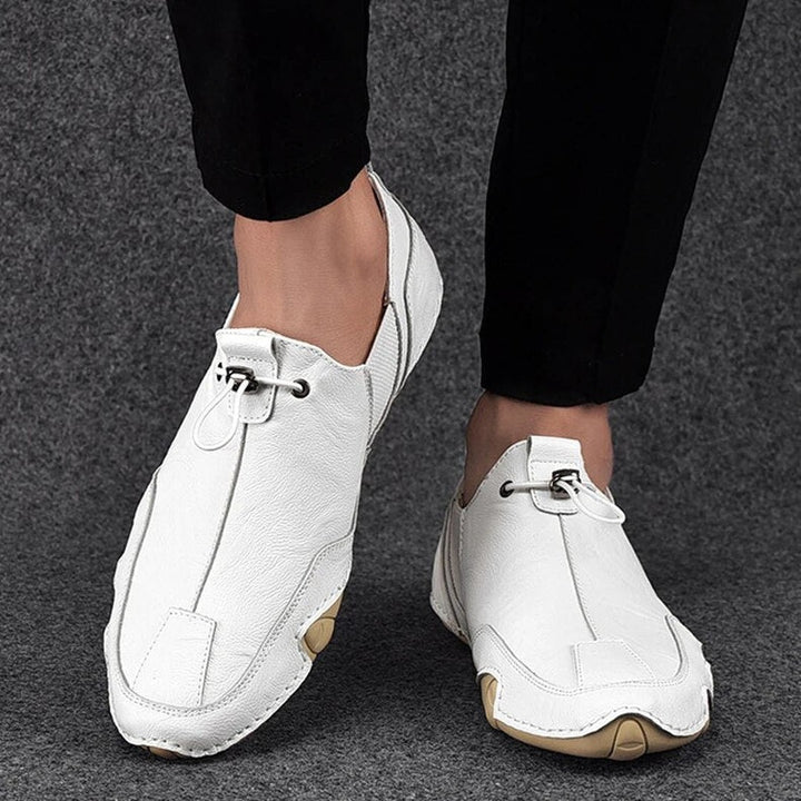 Leather-Look Slip-On Loafers - White