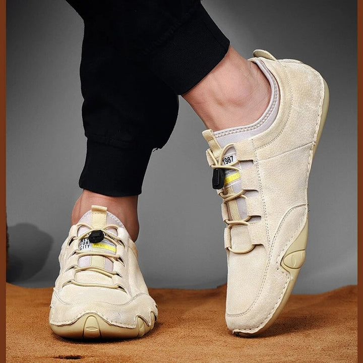 Leather-Look Slip-On Loafers - Beige