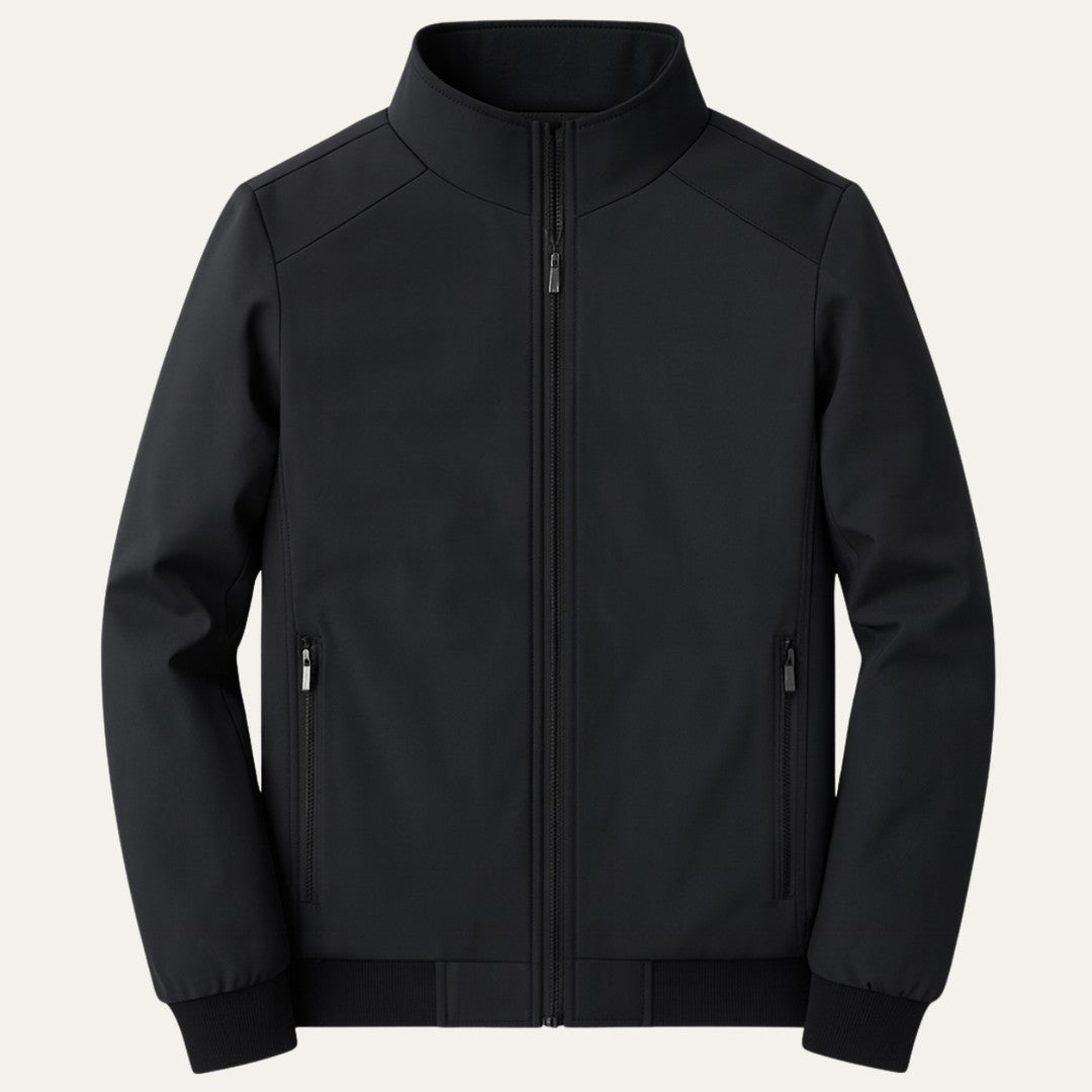 Plush-Lined Stand Collar Zip Jacket
