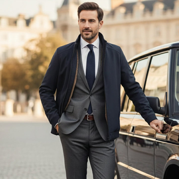 Plush-Lined Stand Collar Zip Jacket