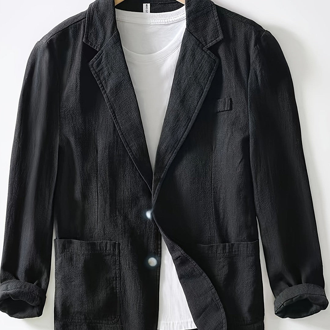 Textured Woven Lapel Jacket