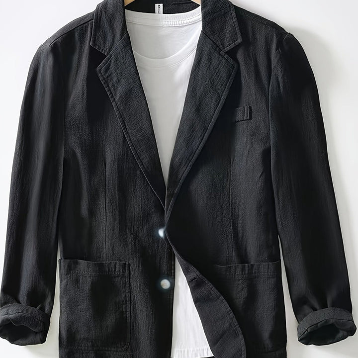 Textured Woven Lapel Jacket