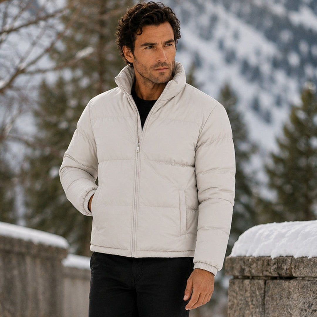 Boxy Stand Collar Puffer Jacket with Hem Drawcord
