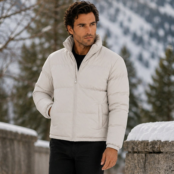 Boxy Stand Collar Puffer Jacket with Hem Drawcord