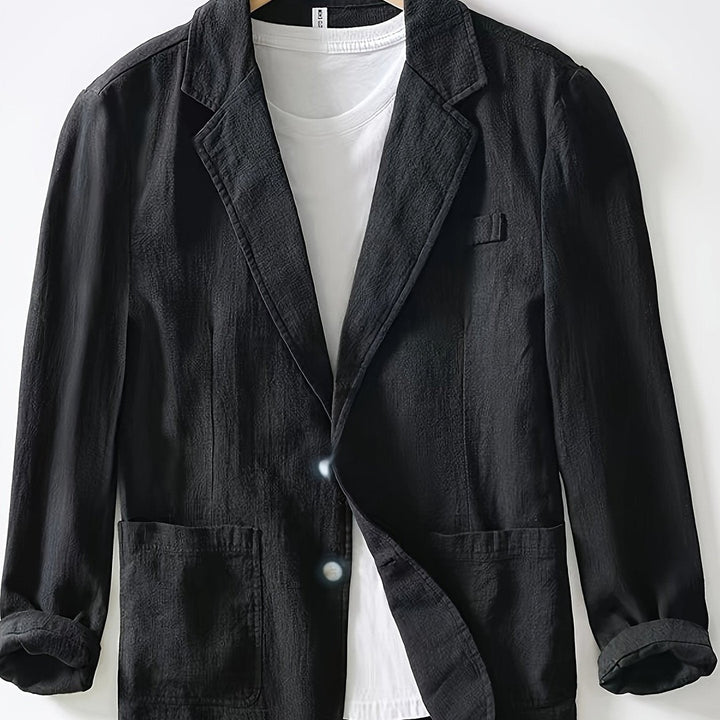 Textured Woven Lapel Jacket