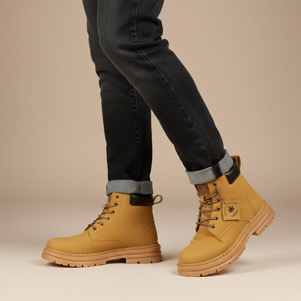 Plush-Collar Lace-Up Boots with Chunky Sole