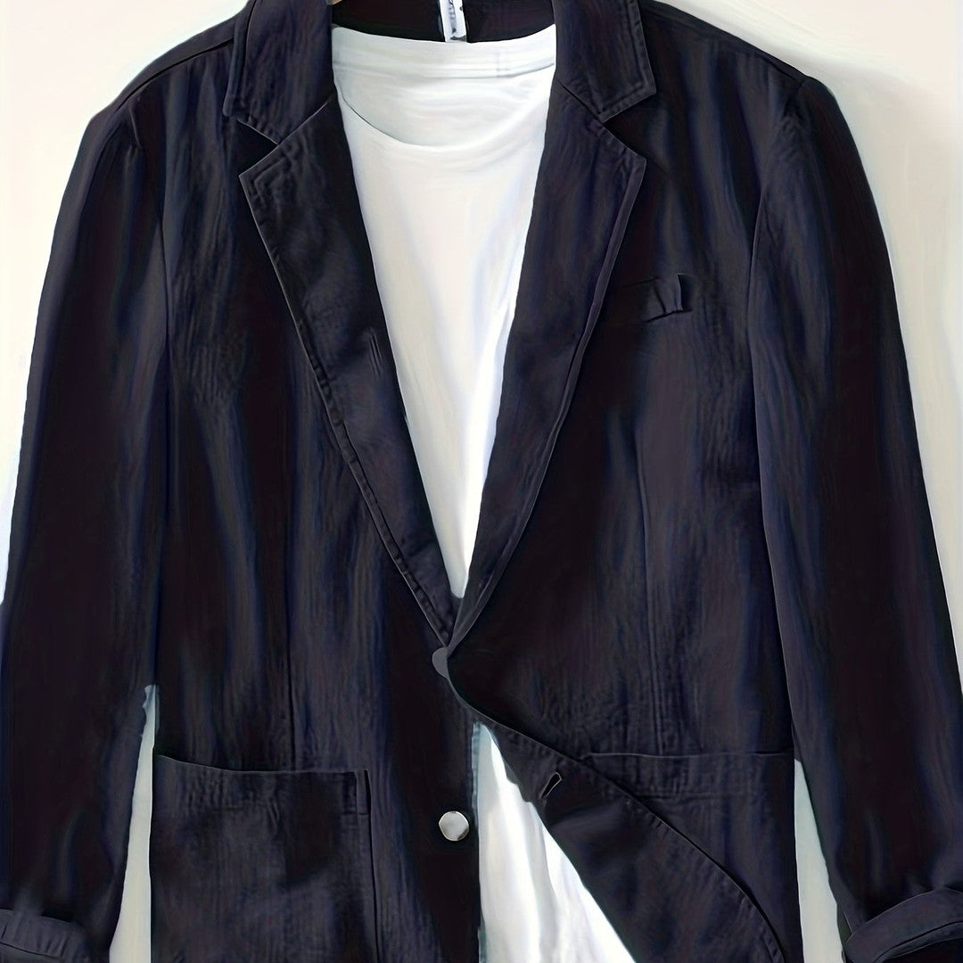 Textured Woven Lapel Jacket