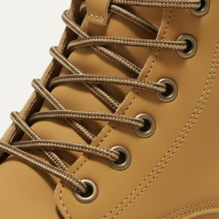 Plush-Collar Lace-Up Boots with Chunky Sole