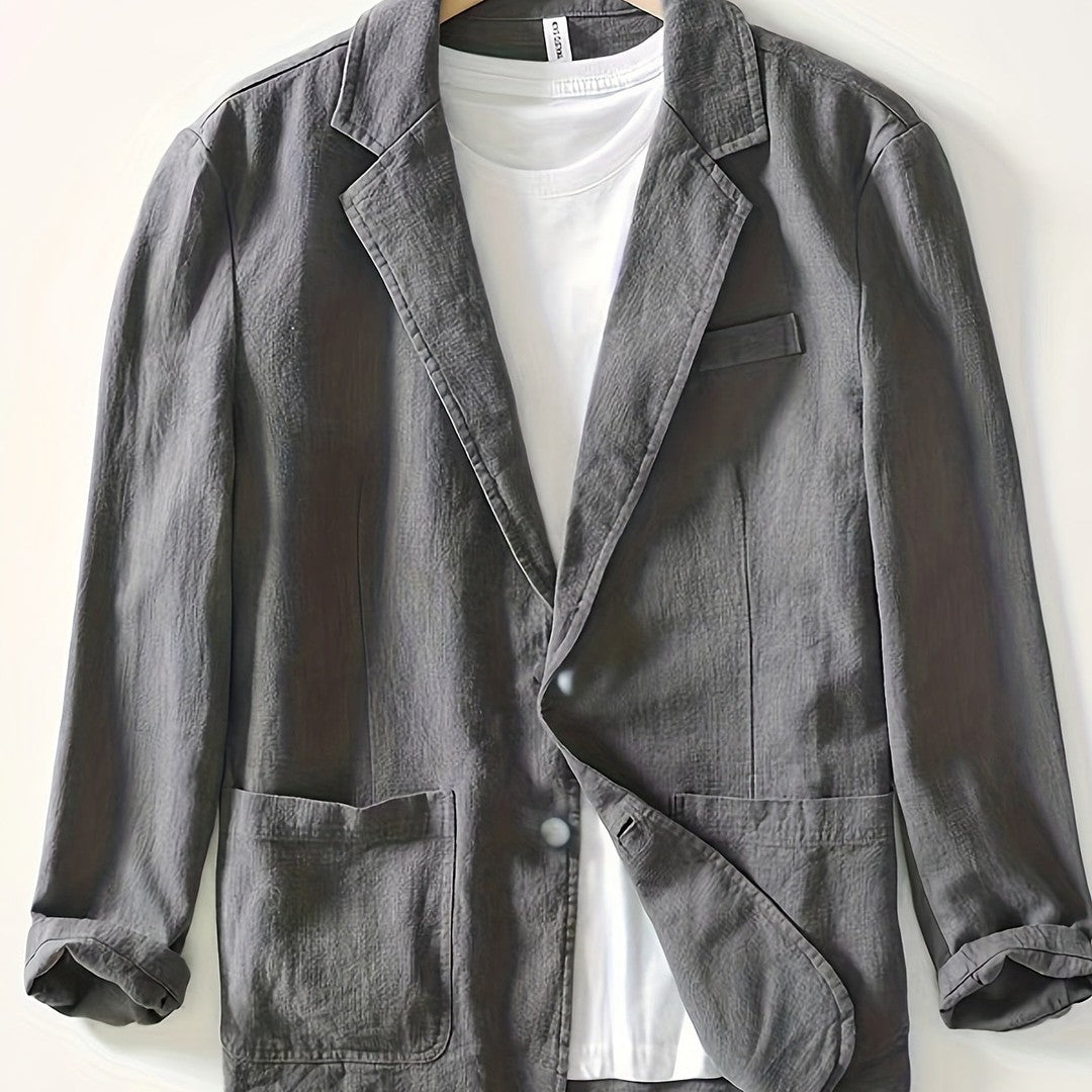 Textured Woven Lapel Jacket