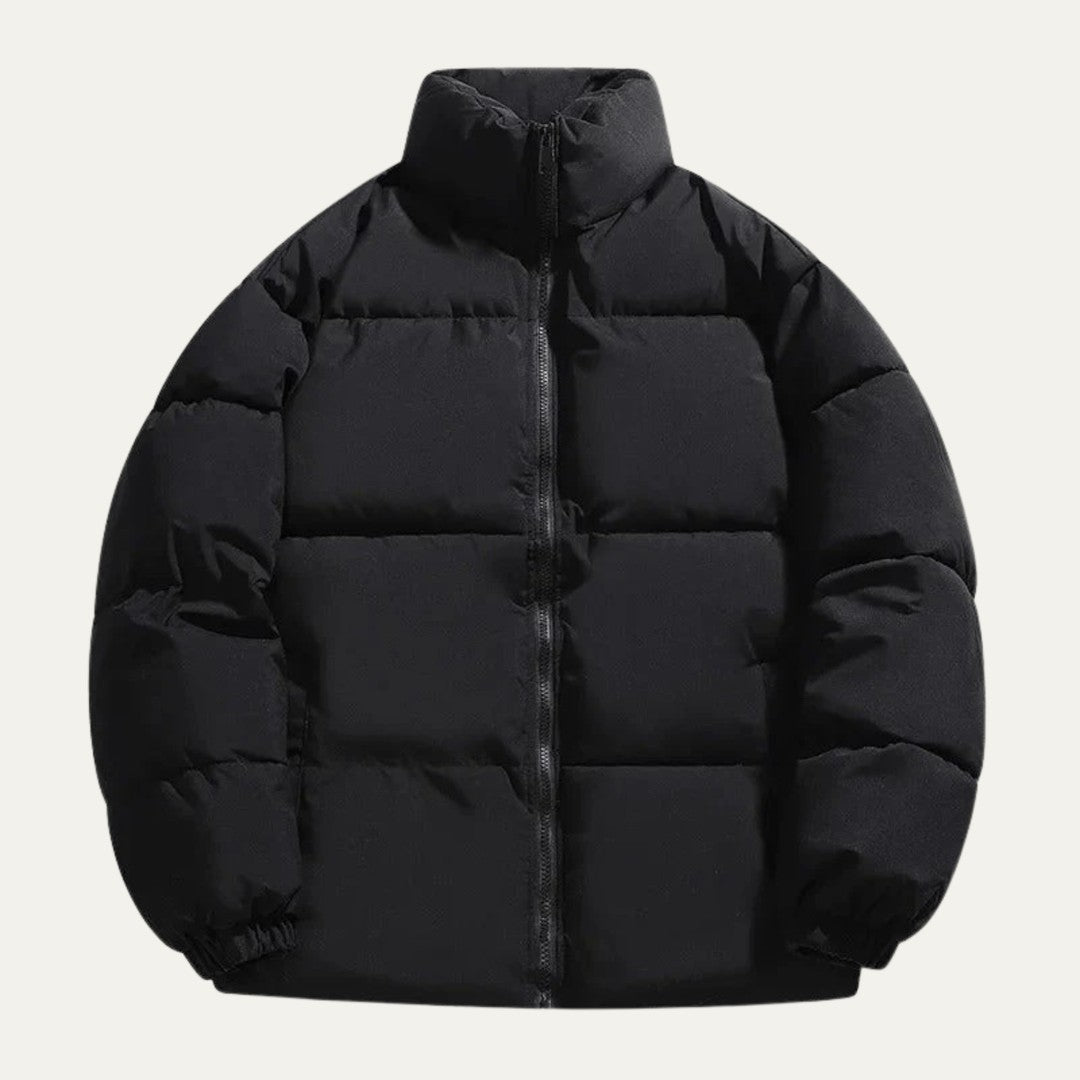 Boxy Stand Collar Puffer Jacket with Hem Drawcord