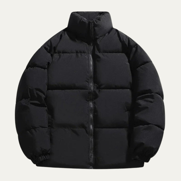 Boxy Stand Collar Puffer Jacket with Hem Drawcord