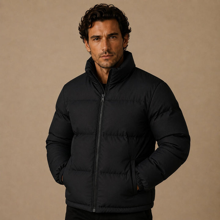 Boxy Stand Collar Puffer Jacket with Hem Drawcord
