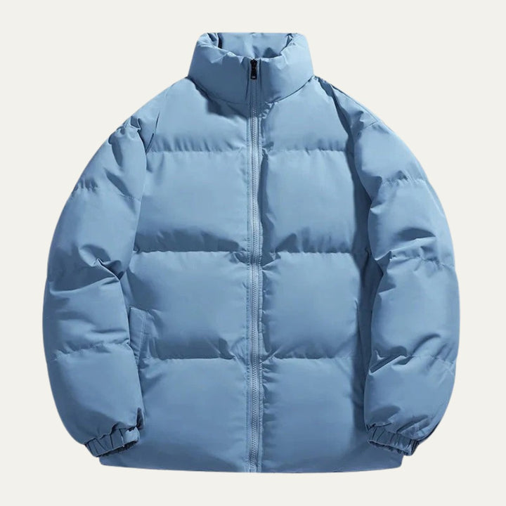 Boxy Stand Collar Puffer Jacket with Hem Drawcord