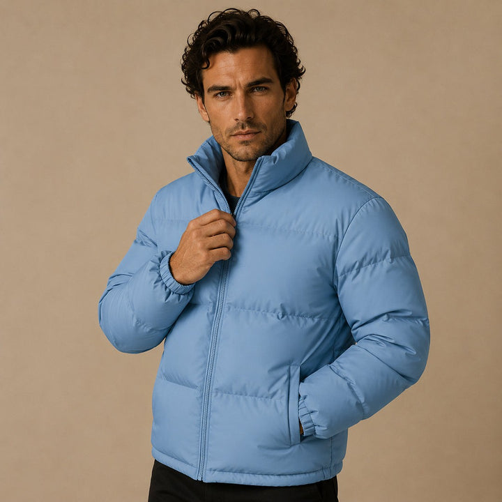 Boxy Stand Collar Puffer Jacket with Hem Drawcord