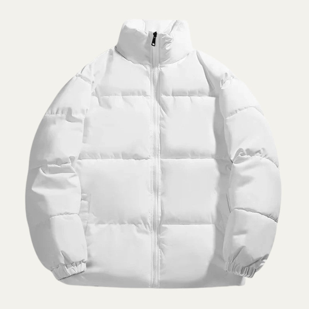 Boxy Stand Collar Puffer Jacket with Hem Drawcord