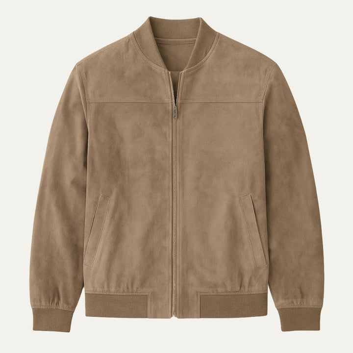 Suede-Look Zip Collar Bomber Jacket