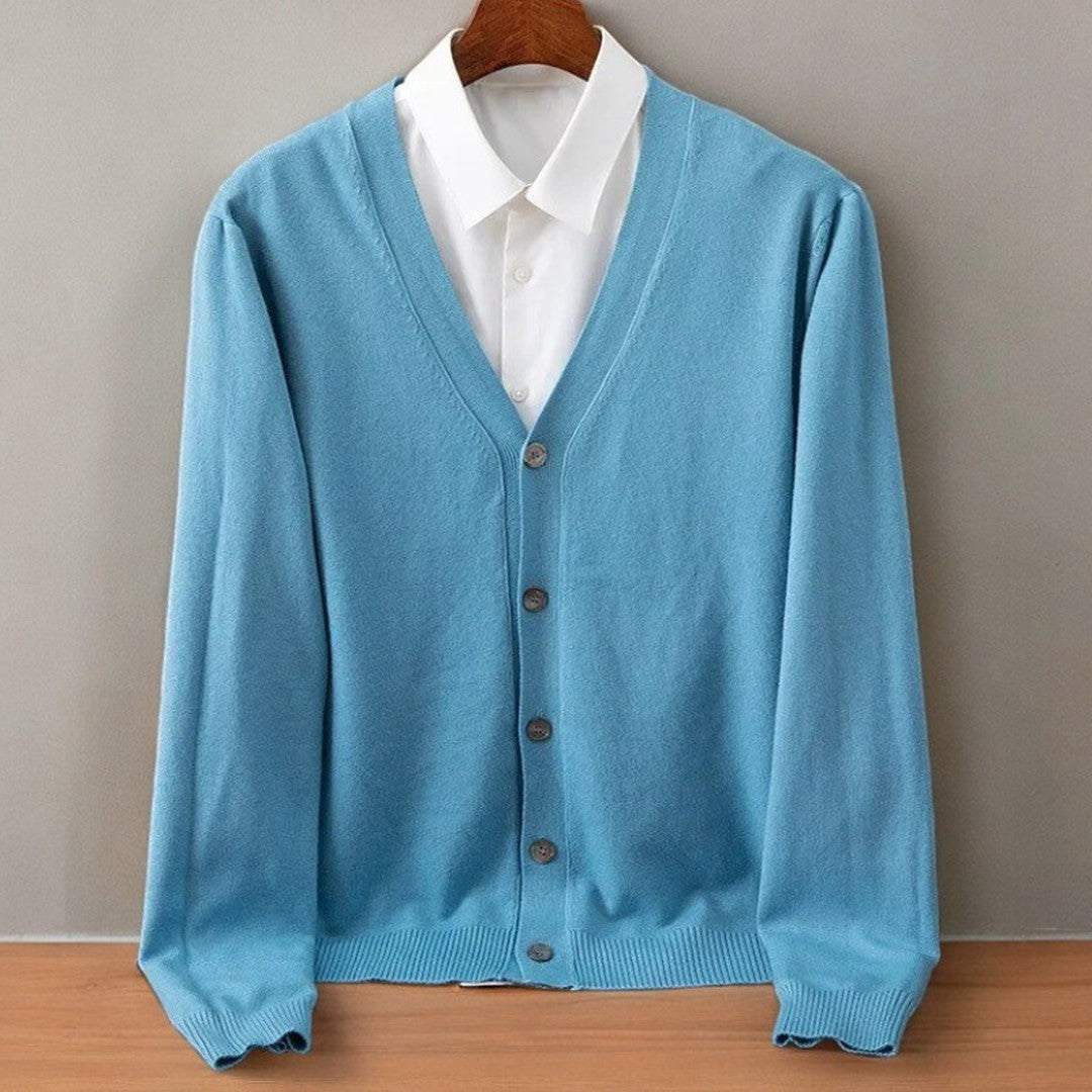 Fine-Gauge V-Neck Button Cardigan