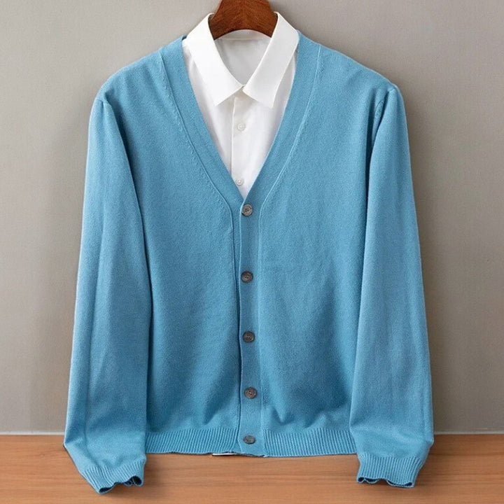 Fine-Gauge V-Neck Button Cardigan