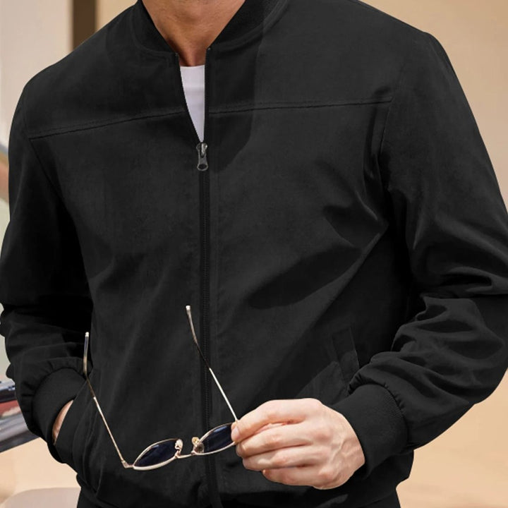 Suede-Look Zip Collar Bomber Jacket