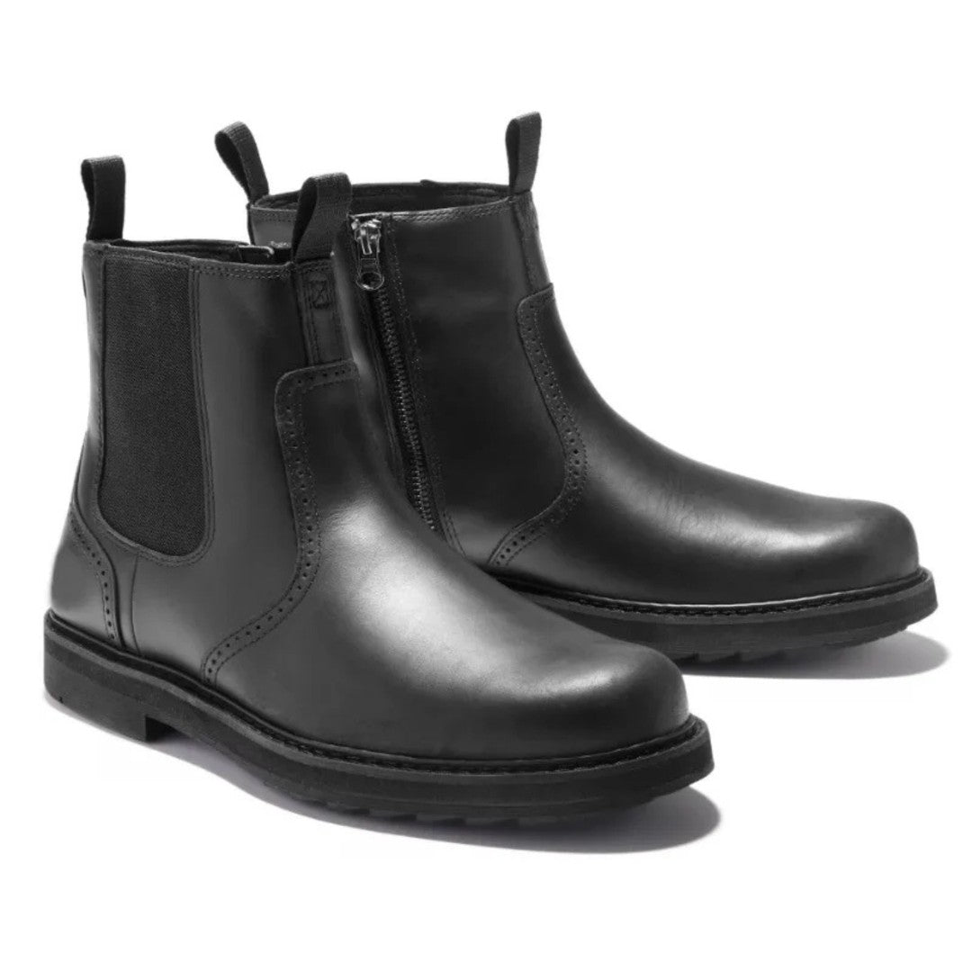 Leather-Look Pull-Tab Chelsea Boots