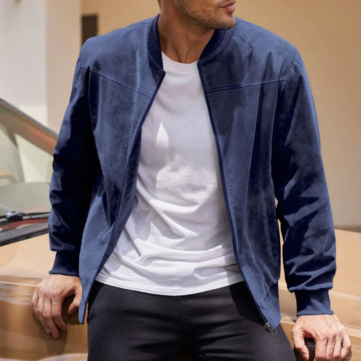 Suede-Look Zip Collar Bomber Jacket