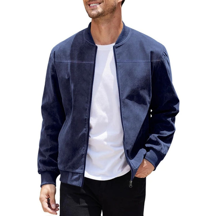 Suede-Look Zip Collar Bomber Jacket