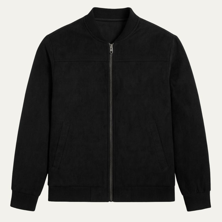 Suede-Look Zip Collar Bomber Jacket