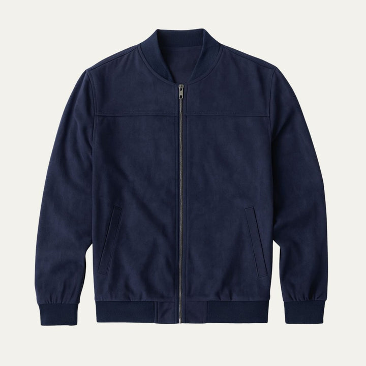 Suede-Look Zip Collar Bomber Jacket