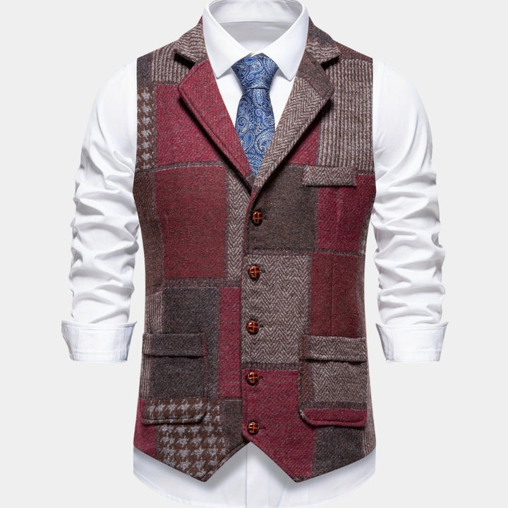 Patchwork Tweed-Look Waistcoat