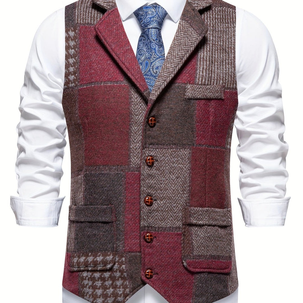 Patchwork Tweed-Look Waistcoat
