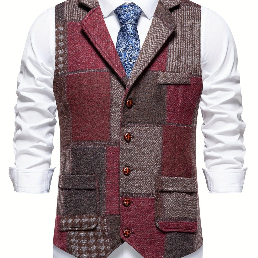 Patchwork Tweed-Look Waistcoat