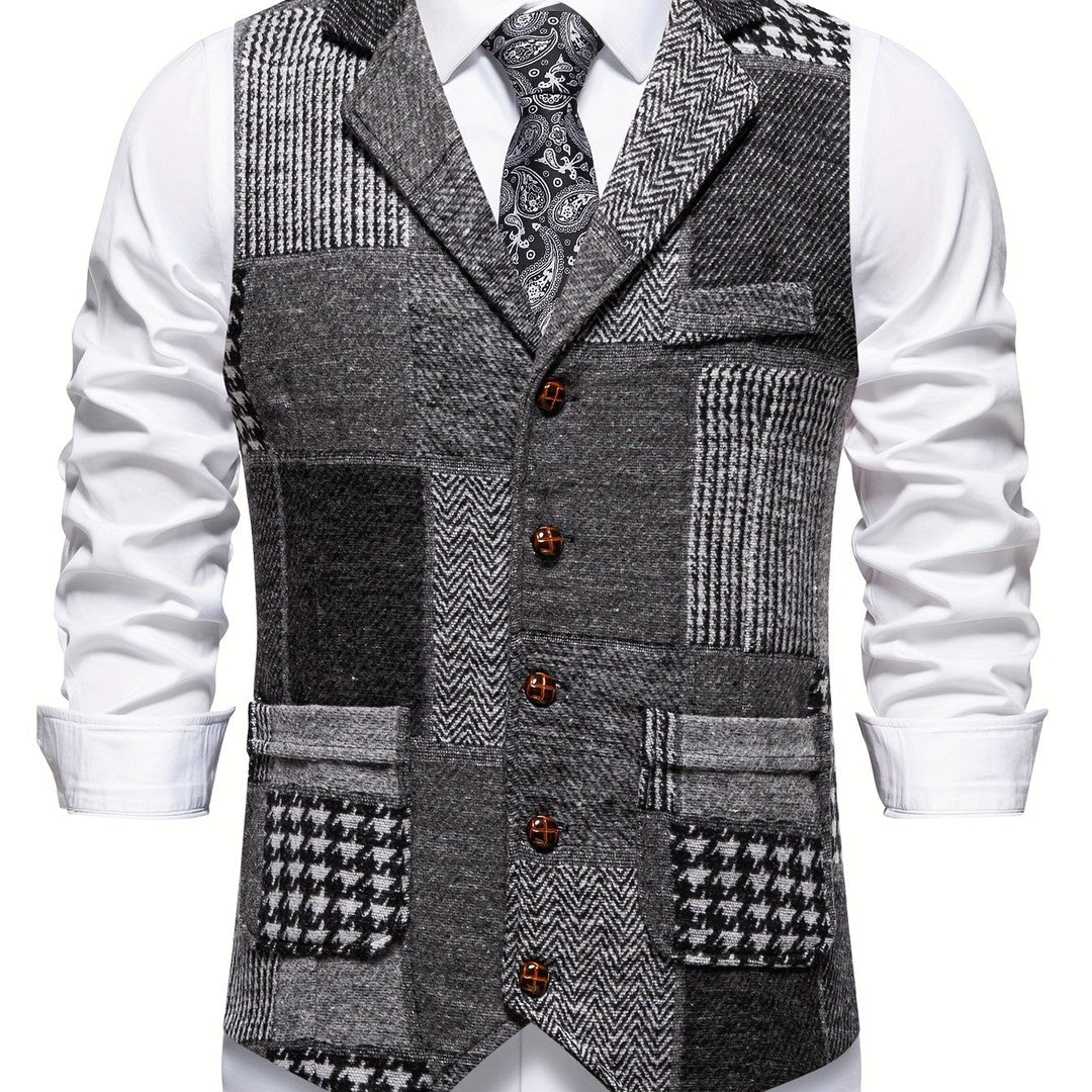 Patchwork Tweed-Look Waistcoat