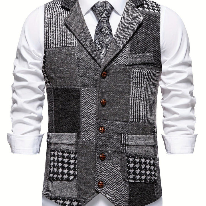 Patchwork Tweed-Look Waistcoat