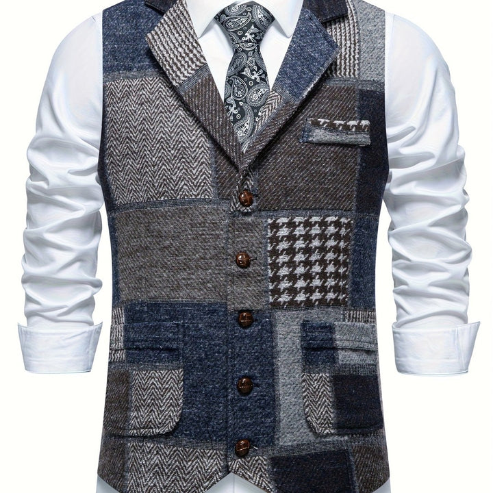Patchwork Tweed-Look Waistcoat