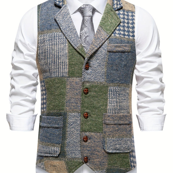 Patchwork Tweed-Look Waistcoat