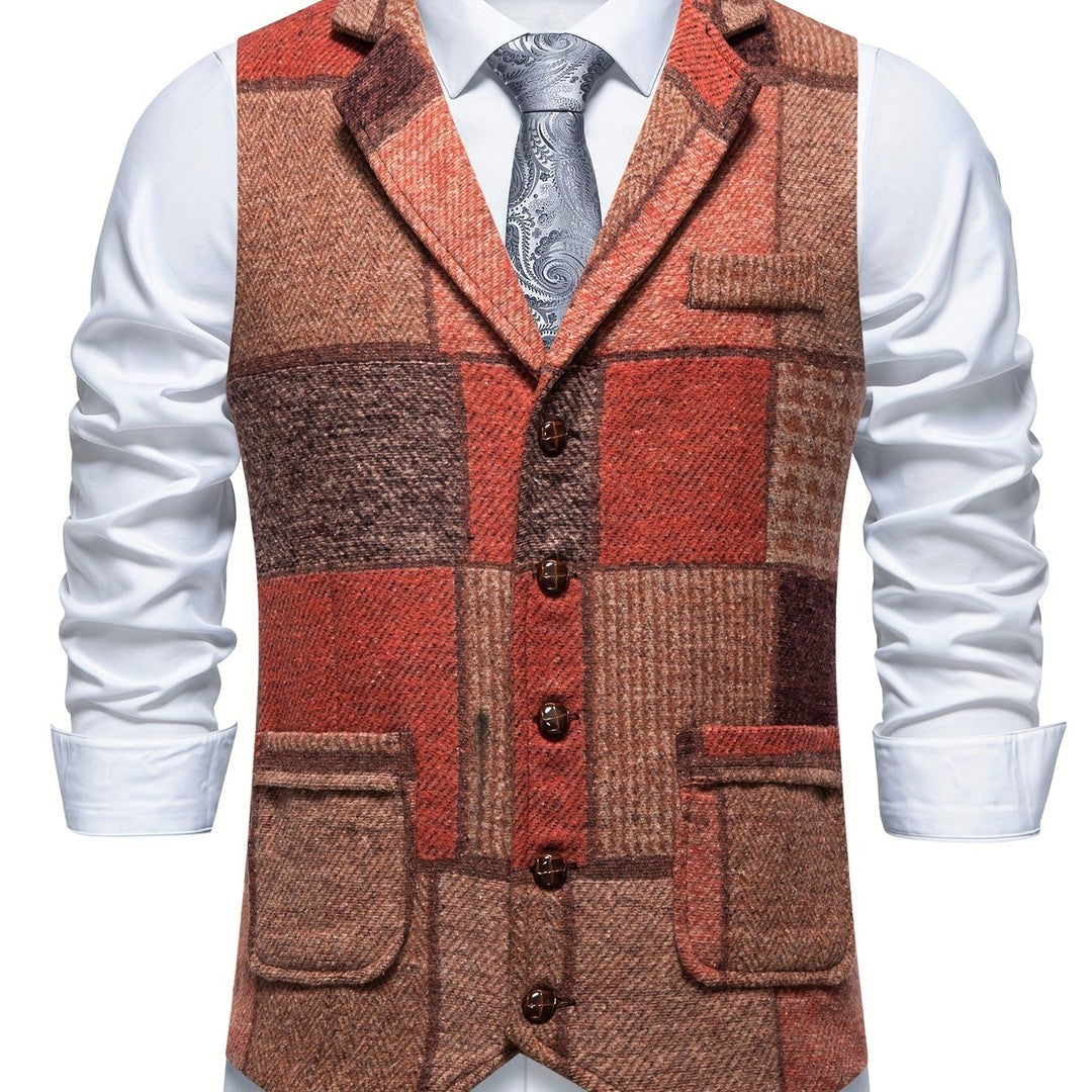 Patchwork Tweed-Look Waistcoat