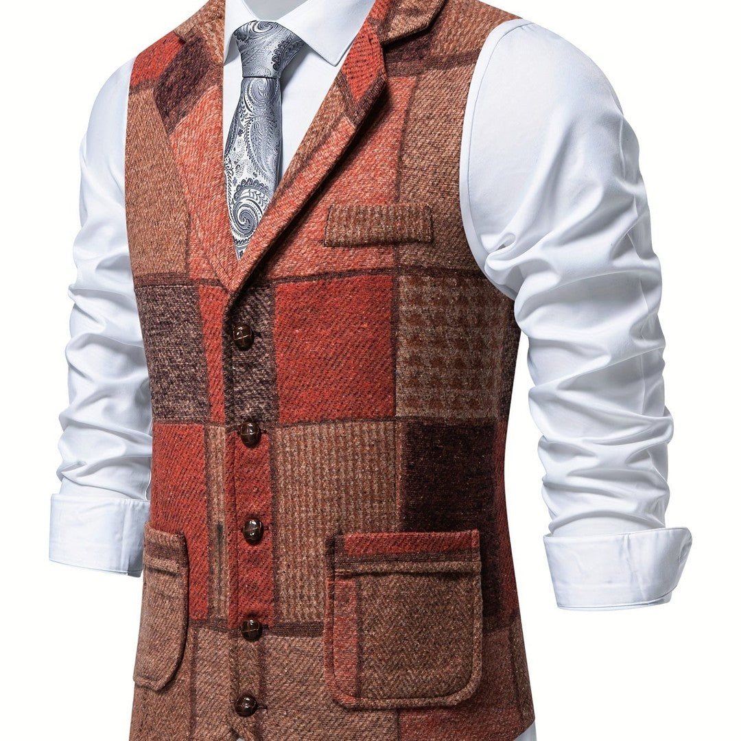 Patchwork Tweed-Look Waistcoat