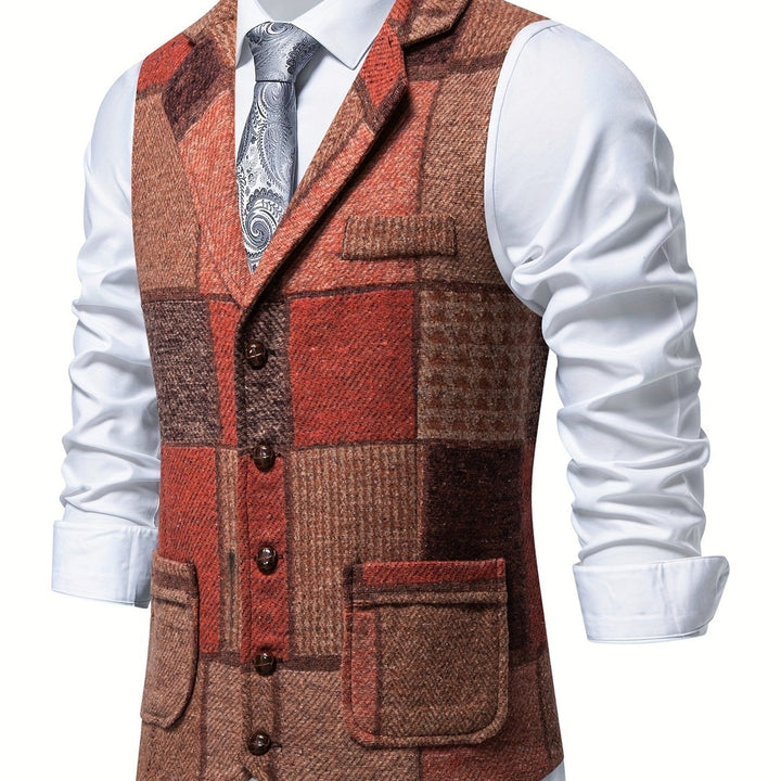 Patchwork Tweed-Look Waistcoat