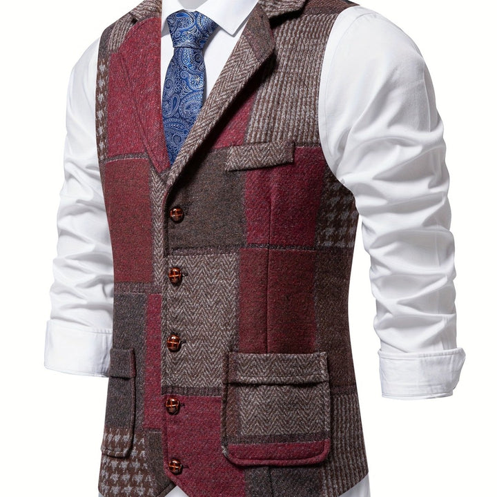 Patchwork Tweed-Look Waistcoat