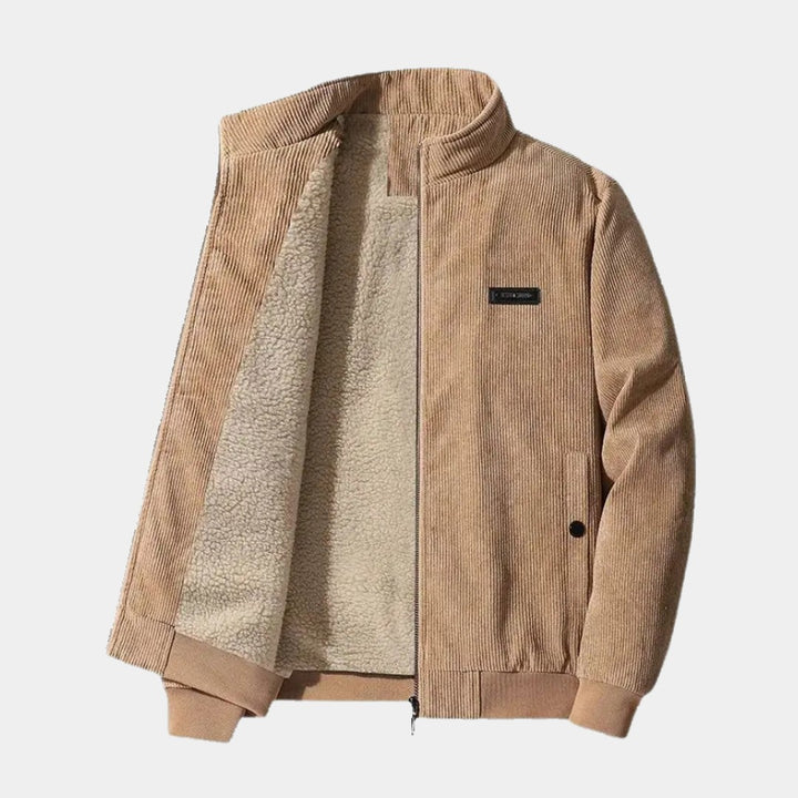 Ribbed Cuff Corduroy Bomber Jacket